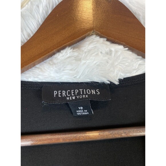 Perceptions New York Women’s Sweater Size 12 BlACK Cover Up 3/4 Sleeves - Picture 3 of 8